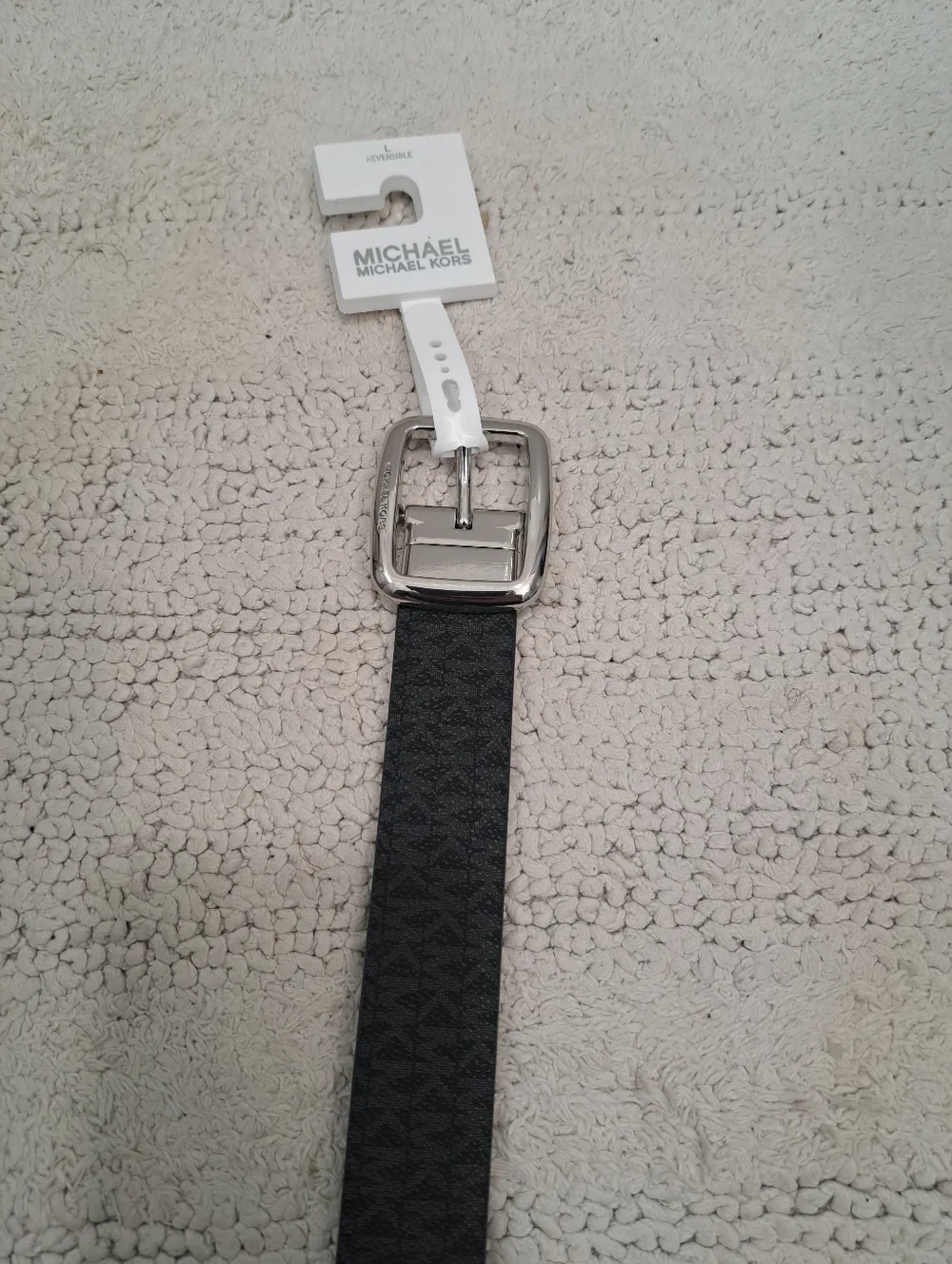 Michael Kors Women 32mm Triple Loop Logo Belt Black Large 551814C Reversible - Picture 3 of 4